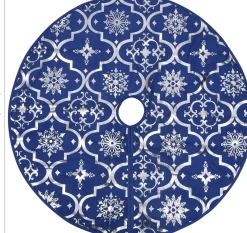 vidaXL Kerstboomrok Luxe Met Sok 122 Cm Stof Blauw Cheap