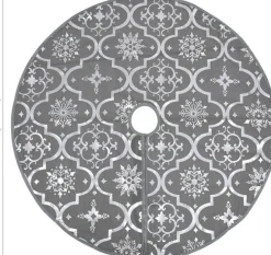 vidaXL Kerstboomrok Luxe Met Sok 90 Cm Stof Grijs New