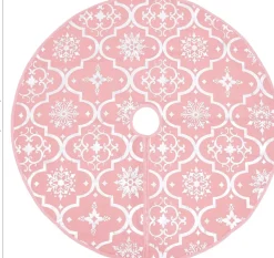 vidaXL Kerstboomrok Luxe Met Sok 90 Cm Stof Roze Clearance