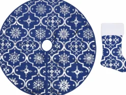 vidaXL Kerstboomrok Luxe Met Sok 150 Cm Stof Blauw Online