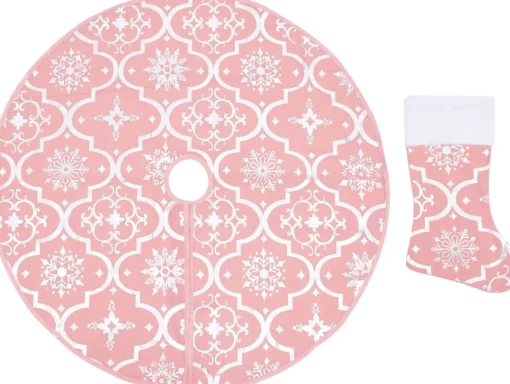 vidaXL Kerstboomrok Luxe Met Sok 122 Cm Stof Roze Fashion