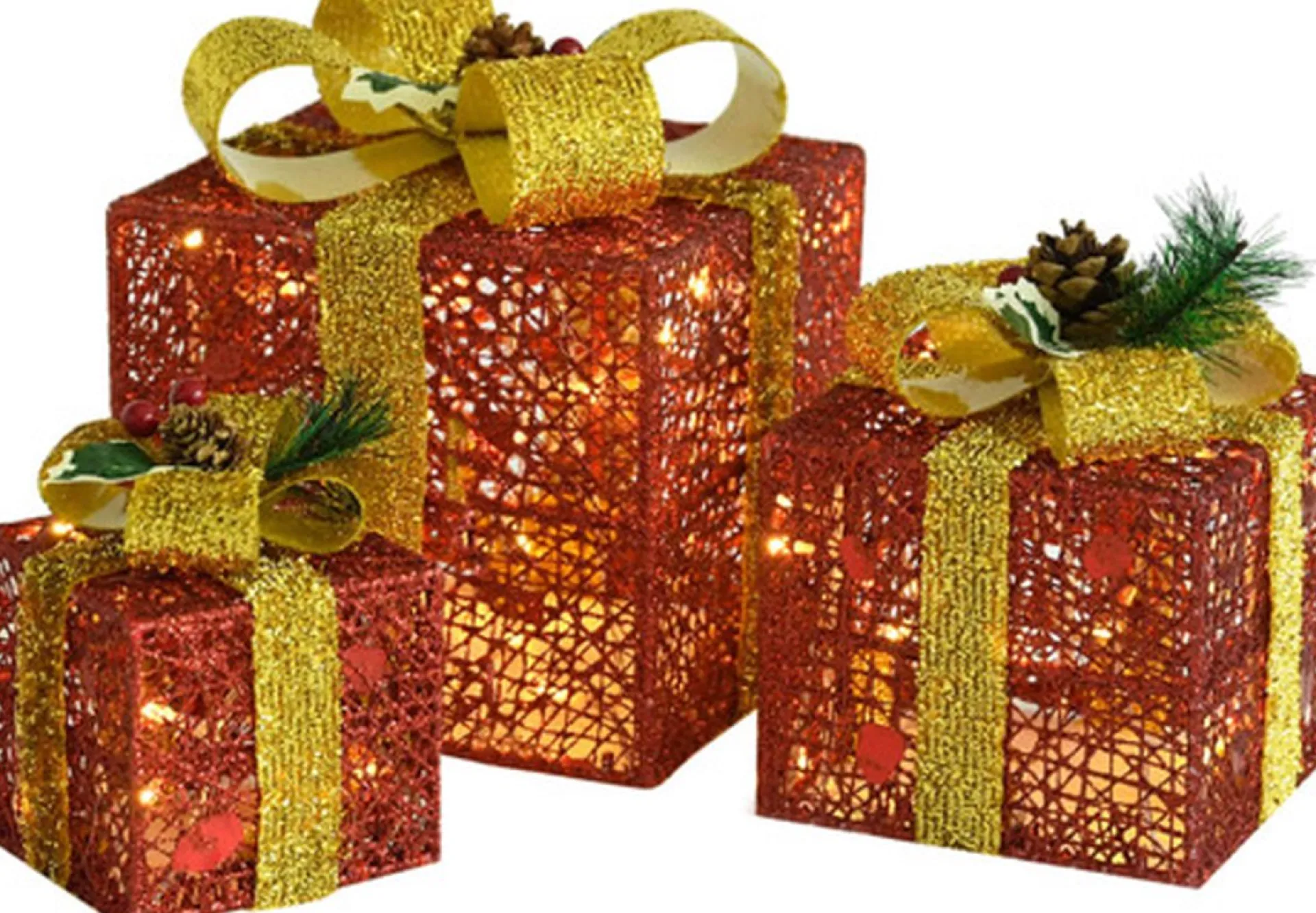 vidaXL Kerstdecoratie Geschenkdozen 3 St Binnen/Buiten Rood New