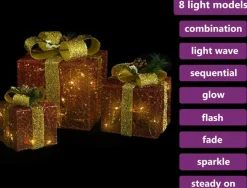 vidaXL Kerstdecoratie Geschenkdozen 3 St Binnen/Buiten Rood New
