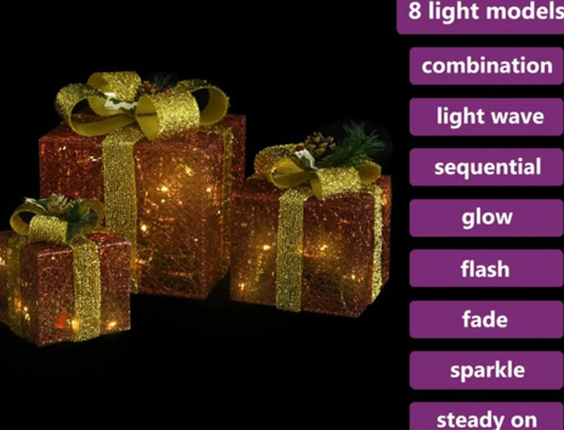 vidaXL Kerstdecoratie Geschenkdozen 3 St Binnen/Buiten Rood New