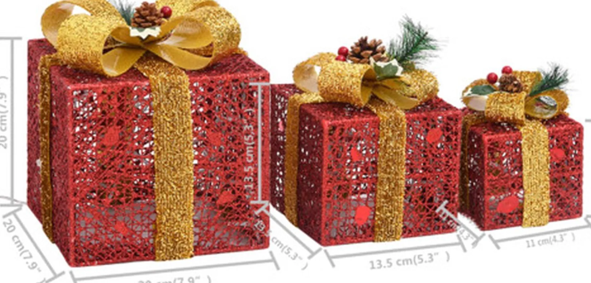 vidaXL Kerstdecoratie Geschenkdozen 3 St Binnen/Buiten Rood New