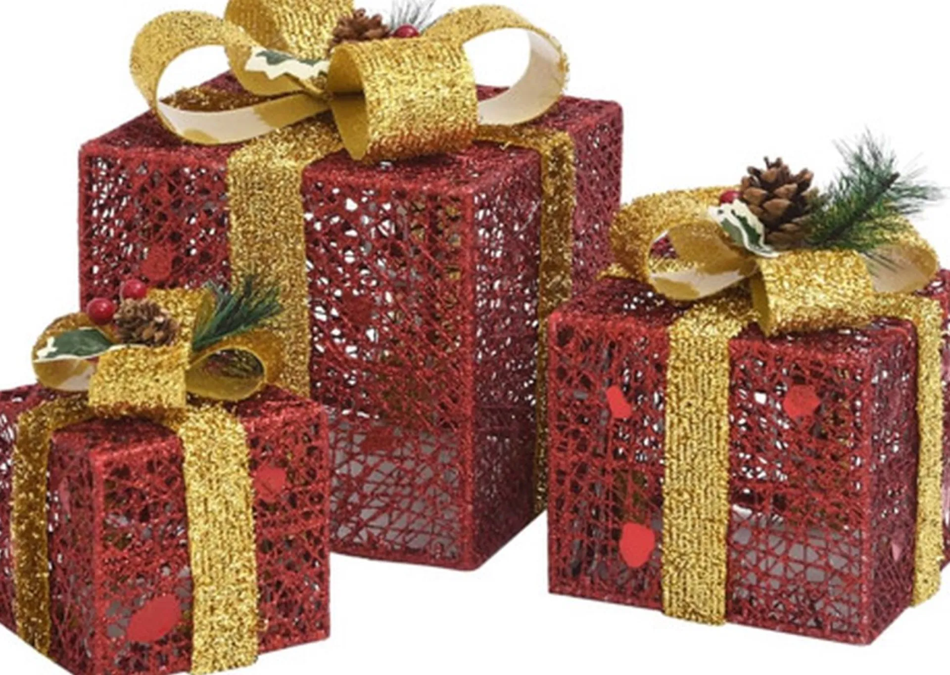 vidaXL Kerstdecoratie Geschenkdozen 3 St Binnen/Buiten Rood New