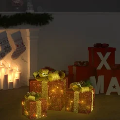 vidaXL Kerstdecoratie Geschenkdozen 3 St Binnen/Buiten Rood New