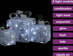 vidaXL Kerstdecoratie Geschenkdozen 3 St Binnen/Buiten Wit Sale