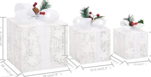 vidaXL Kerstdecoratie Geschenkdozen 3 St Binnen/Buiten Wit Sale