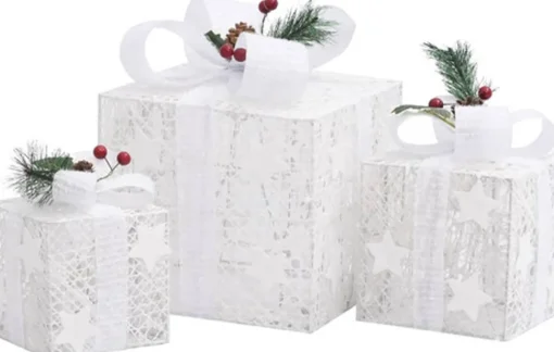 vidaXL Kerstdecoratie Geschenkdozen 3 St Binnen/Buiten Wit Sale