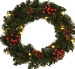 vidaXL Kerstkransen></noscript> Kerstkransen 2 St Met Decoratie 45 Cm Groen