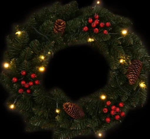 vidaXL Kerstkransen> Kerstkransen 2 St Met Decoratie 45 Cm Groen