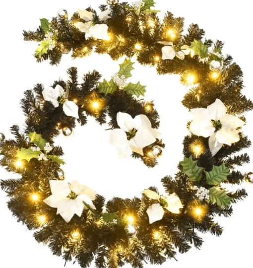 vidaXL Guirlandes> Kerstslinger Met Led-Lampjes 2.7 M Pvc Zwart