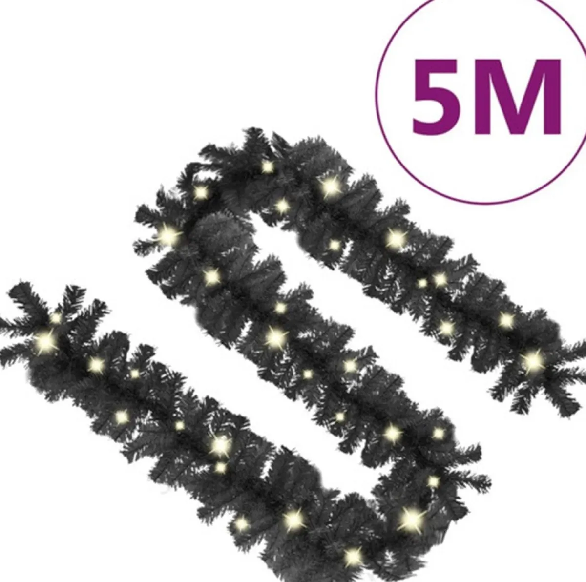 vidaXL Guirlandes> Kerstslinger Met Led-Lampjes 5 M Zwart