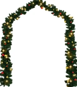 vidaXL Guirlandes></noscript> Kerstslinger Versierd Met Kerstballen En Led-Lampjes 5 M