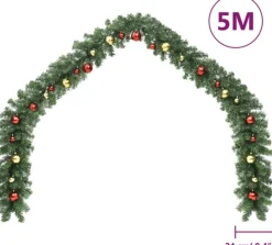 vidaXL Guirlandes></noscript> Kerstslinger Versierd Met Kerstballen En Led-Lampjes 5 M