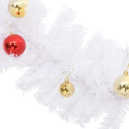 vidaXL Guirlandes> Kerstslinger Versierd Met Kerstballen 10 M Wit