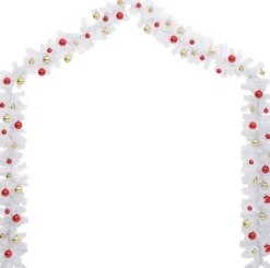 vidaXL Guirlandes></noscript> Kerstslinger Versierd Met Kerstballen 10 M Wit