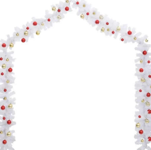 vidaXL Guirlandes> Kerstslinger Versierd Met Kerstballen 10 M Wit