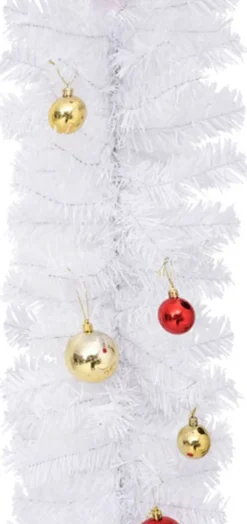 vidaXL Guirlandes></noscript> Kerstslinger Versierd Met Kerstballen 10 M Wit