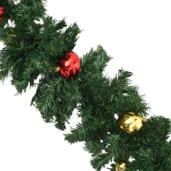 vidaXL Guirlandes></noscript> Kerstslinger Versierd Met Kerstballen En Led-Lampjes 10 M