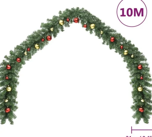 vidaXL Guirlandes> Kerstslinger Versierd Met Kerstballen En Led-Lampjes 10 M