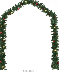 vidaXL Guirlandes></noscript> Kerstslinger Versierd Met Kerstballen 5 M