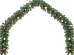 vidaXL Guirlandes></noscript> Kerstslinger Versierd Met Kerstballen 5 M