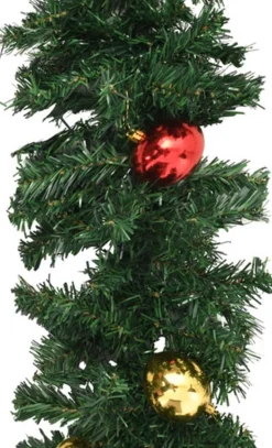 vidaXL Guirlandes></noscript> Kerstslinger Versierd Met Kerstballen 5 M