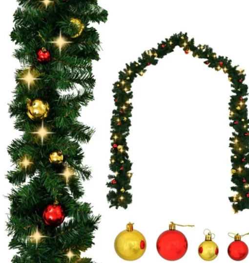 vidaXL Guirlandes> Kerstslinger Versierd Met Kerstballen En Led-Lampjes 20 M