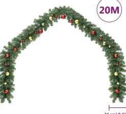 vidaXL Guirlandes></noscript> Kerstslinger Versierd Met Kerstballen En Led-Lampjes 20 M