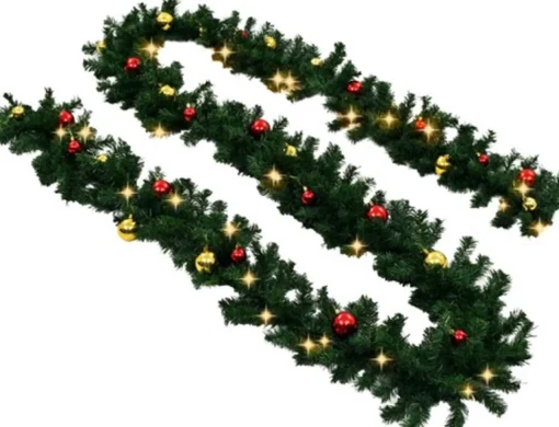 vidaXL Guirlandes> Kerstslinger Versierd Met Kerstballen En Led-Lampjes 20 M