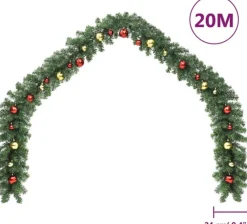 vidaXL Guirlandes></noscript> Kerstslinger Versierd Met Kerstballen En Led-Lampjes 20 M