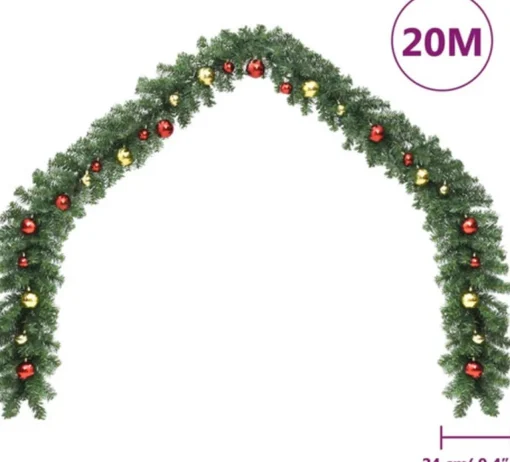 vidaXL Guirlandes> Kerstslinger Versierd Met Kerstballen En Led-Lampjes 20 M