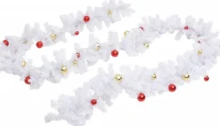 vidaXL Guirlandes></noscript> Kerstslinger Versierd Met Kerstballen 5 M Wit