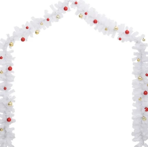 vidaXL Guirlandes> Kerstslinger Versierd Met Kerstballen 5 M Wit