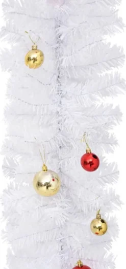 vidaXL Guirlandes></noscript> Kerstslinger Versierd Met Kerstballen 5 M Wit