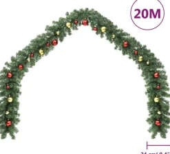 vidaXL Guirlandes></noscript> Kerstslinger Versierd Met Kerstballen 20 M