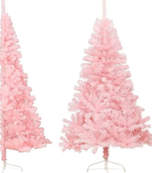 vidaXL Kunstkerstboom Met Standaard Half 150 Cm Pvc Roze Best
