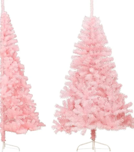 vidaXL Kunstkerstboom Met Standaard Half 150 Cm Pvc Roze Best