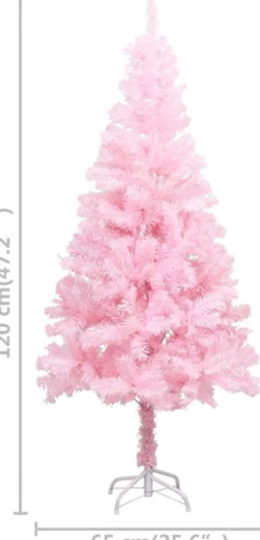 vidaXL Kunstkerstboom Met Standaard 120 Cm Pvc Roze Hot