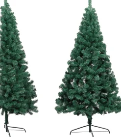 vidaXL Kunstkerstboom Met Standaard Half 150 Cm Pvc Groen Hot
