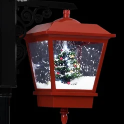 vidaXL Straatlantaarn Met Kerstman 81X40X188 Cm Pvc Zwart En Rood Fashion