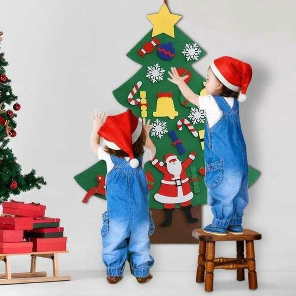 Hs Kerstbeelden>Vilten Kerstboom - Kerstboom Van Vilt - Vilten Kerstboom Voor Kinderen - Kerstboom - Kerstversiering - Kerstboom Kind - Vilten Kerstboom - Kerstversiering - Kerstspeelgoed