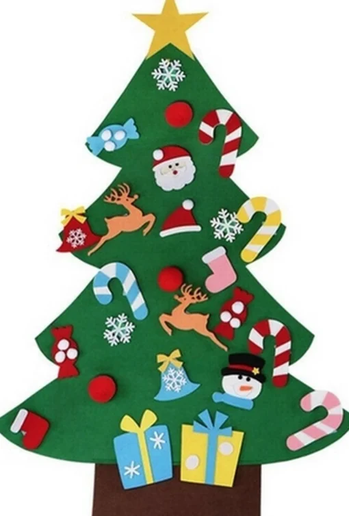 ’merkloos’ Vilten Kerstboom - Versier Je Eigen Kerstboom - 80X60Cm - Vilt - Kindvriendelijk - Inclusief 26 Versieringen - Ieder Jaar Te Gebruiken - Kinderspeelgoed - Kerstmis - Kerstboom Diy - Kerst - Seizoensdecoratie Best
