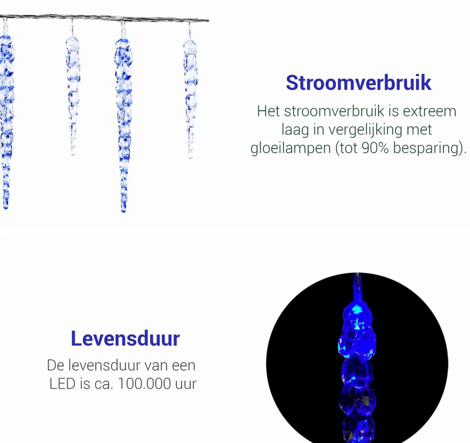 VOTRONIC Voltronic Kerstverlichting - Ijspegel Verlichting - 40 Ijspegels - 10.5 Meter Kabel - Blauw Fashion