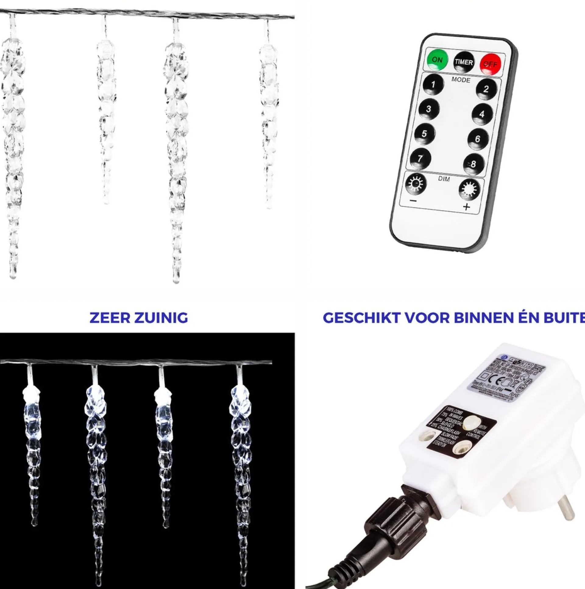 VOTRONIC Voltronic Kerstverlichting - Led Ijspegel Kerstlampjes - Met Timer & Afstandsbediening - Kerstverlichting Binnen - Kerstverlichting Buiten - Feestverlichting - Feest - Kerst - 40 Ijspegels - 5.5 Meter Verlichting + 5 M Kabel Clearance