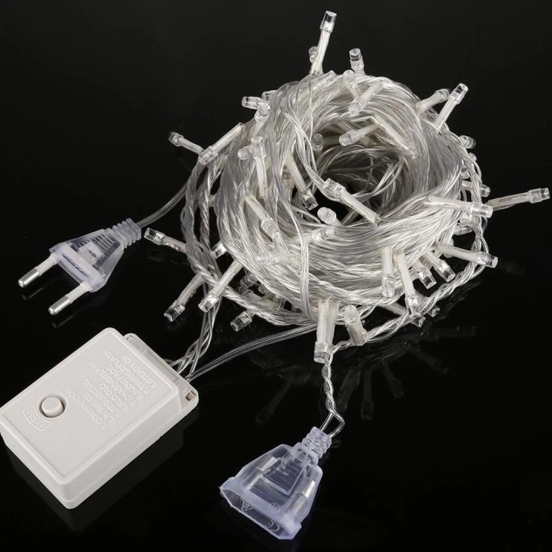 Merkloos Waterdichte String Licht Lengte: 10M 100 Led Light Met Controller Knipperen / Vervagen / Jagen Effect Ac 220V Eu Plug(Blue Light) Outlet