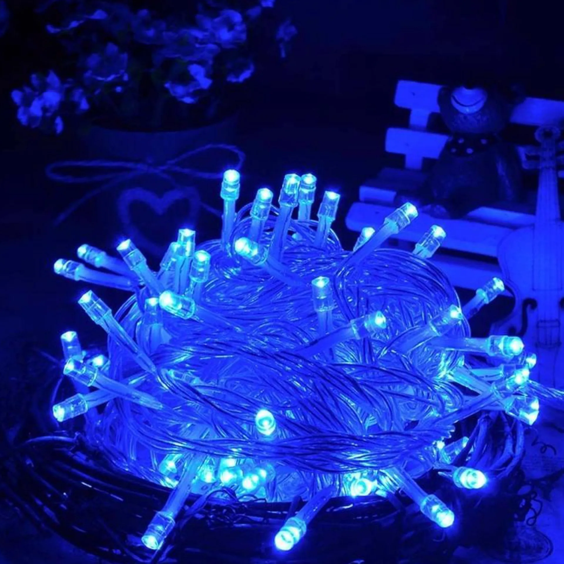 Merkloos Waterdichte String Licht Lengte: 10M 100 Led Light Met Controller Knipperen / Vervagen / Jagen Effect Ac 220V Eu Plug(Blue Light) Outlet