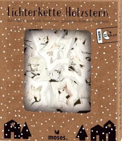 Merkloos Witte Houten Sterren Lichtsnoeren Met Timer Functie Op Batterijen 120 Cm - Kerst Lichtsnoeren - Sterren Lampjes/Lichtjes Hot